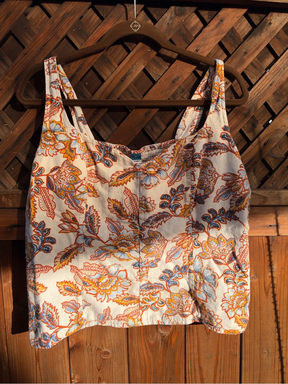 Floral Printed Tank Top - White/Orange - Old Navy
